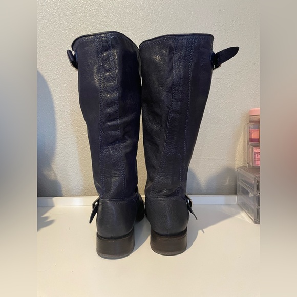 Vintage Frye Veronica Slouch Blue Leather Mid-Calf Harness Boots Size 7.5B - Picture 5 of 11